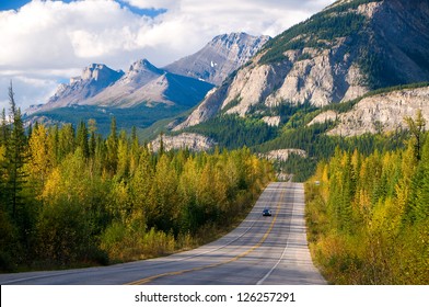 Scenic Road Through Jasper National Park, Canada