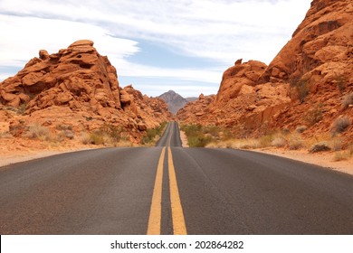 Scenic Road Through Valley Of Fire State Park, Nevada, USA