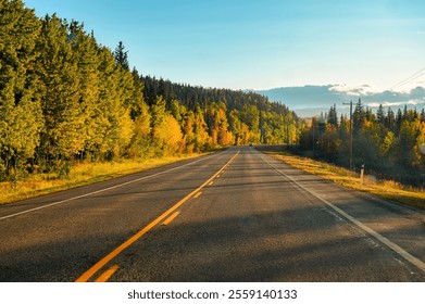 Scenic road trip in autumn forest and asphalt road at Banff national park, Alberta, Canada - Powered by Shutterstock