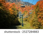 Scenic rope way o Mount Mansfield in Stowe, Vermont during autumn time. 