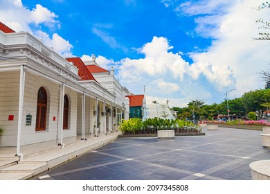 A Scenic Shot Of The Balai Pemuda Community Center Building In Surabaya, Indonesia, On A Cloudy Day