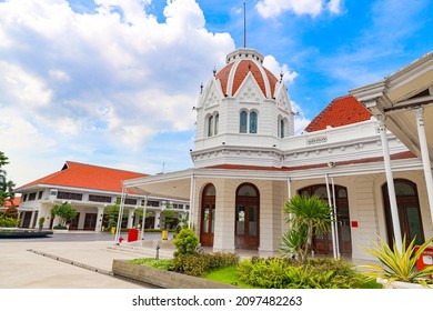 A Scenic Shot Of The Balai Pemuda Community Center Building In Surabaya, Indonesia, On A Cloudy Day