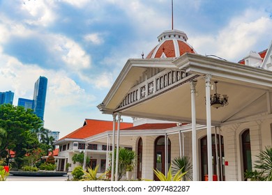 A Scenic Shot Of The Balai Pemuda Community Center Building In Surabaya, Indonesia, On A Cloudy Day