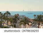 A scenic shot of buildings and horizon in the city of Torrevieja, Costa Blanca, Alicante, Spain