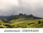 A scenic shot of the Stone Forest Cumbemayo with an overcast sky in Cajamarca, Peru