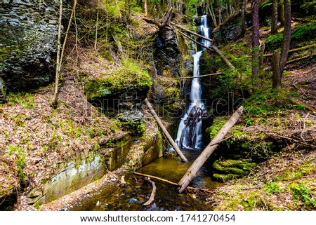 Scenic Silverthread falls of Dingmans ferry in spring time