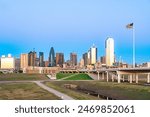 scenic skyline of Dallas in sunset