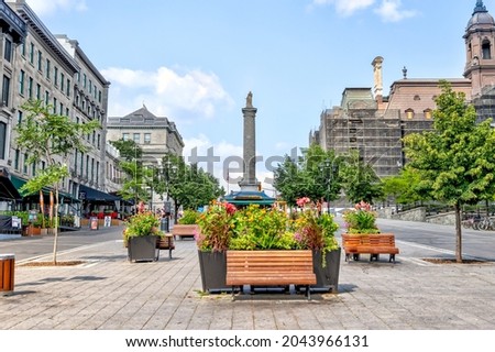 Scenic streets and patios in downtown Montreal on a summer day