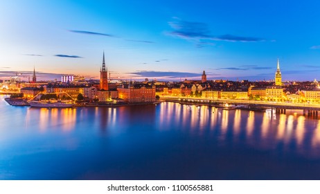 Scenic summer evening panorama of the Old Town (Gamla Stan) architecture pier in Stockholm, Sweden - Powered by Shutterstock