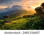 Scenic summer sunset view of the Appalachian Mountains of Tennessee, just off the Appalachian Trail