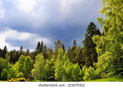 Scenic Summer View Of Balmoral Castle Park, Summer Home Of The British Royal Family