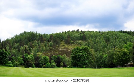 Scenic Summer View Of Balmoral Castle Park, Summer Home Of The British Royal Family