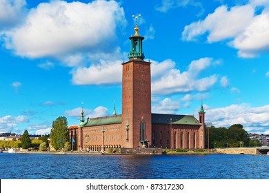 Scenic Summer View Of The City Hall Castle In The Old Town (Gamla Stan) In Stockholm, Sweden