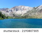 Scenic summer view of Convict Lake surrounded by Sierra Nevada mountains in Mono Lake County, California.