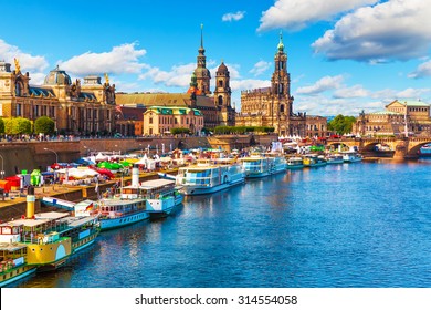 Scenic summer view of the Old Town architecture with Elbe river embankment in Dresden, Saxony, Germany - Shutterstock ID 314554058
