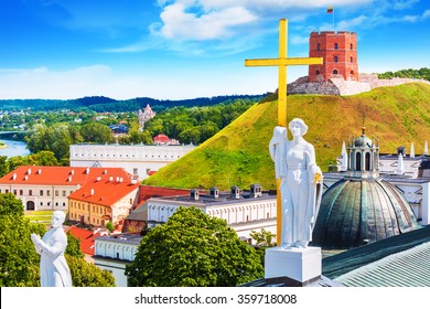 Scenic summer view of the Old Town architecture with Gediminas Tower in Vilnius, Lithuania