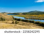 Scenic summertime views from Police Outpost Lake Provincial Park, on the border of Alberta Canada, and Montana USA