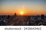 Scenic sunset over an Italian city. Udine, Friuli Venezia Giulia, Italy.