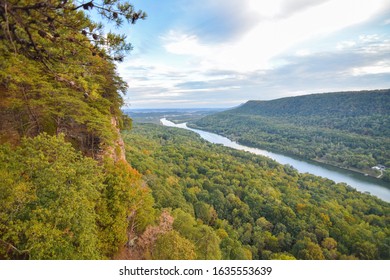 Scenic Tennessee River Gorge With Blue Sky