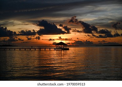 Scenic  tropical sunset in Maldivies