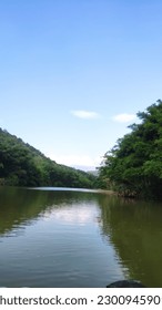 Scenic view ，Stream, lake，blue sky，landscape