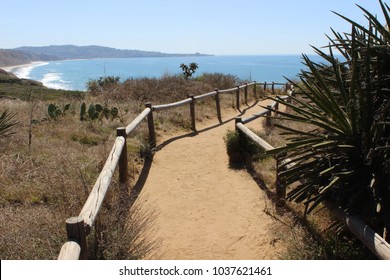 Scenic View Along The Beach Trail In San Diego's Torrey Pines State Reserve On A Beautiful Sunny Day