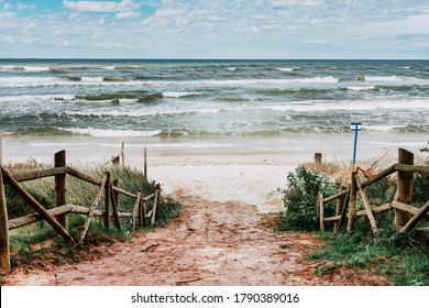 Scenic view of Baltic Sea white sand beach. Beautiful sea landscape in Poland. - Powered by Shutterstock