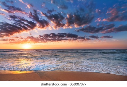 Scenic View Of Beautiful Sunset Above The Sea