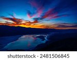 A scenic view of beautiful sunset at Death Valley National Park seen from Dante