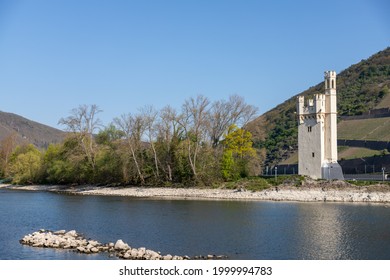 Scenic View Of The Binger Mouse Tower On The Rhine