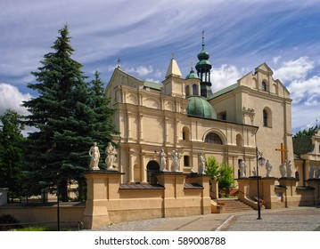 Scenic view of Body of Christ's Collegiate church - Kolegiata Bozego Ciala - in Jaroslaw, Poland at sunny summer day with picturesque sky - Shutterstock ID 589008788