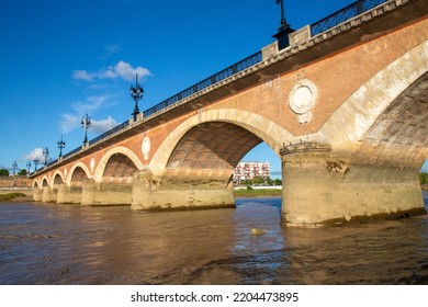 Scenic View Of Bordeaux River Garonne Stone Bridge In South France