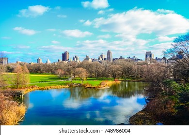 Scenic View Of Central Park In New York City In Winter Season.