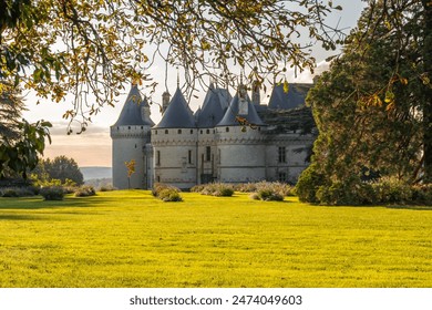 Scenic view of the Chaumont-sur-Loire castle in Loire Valley in France with its incredible gardens in golden sunset light - Powered by Shutterstock