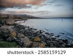 Scenic view of the Clyde River shoreline at sunset