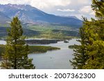 Scenic View of Dillon reservoir from Sapphire Point Overlook. Summit county, Colorado