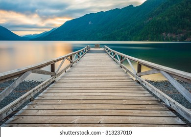 scenic view of  dock in  lake Crescent in Olympic national park,Washington State.Usa