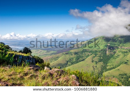 Scenic view from The Edge over Tyhume Valley and Amathola Mountain range in Hogsback , Eastern Cape, South Africa