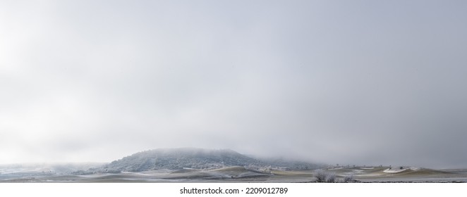 Scenic view of a frozen field in Castilla y Leon, Spain