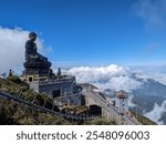 Scenic View of The Great Amitabha Buddha Statue at the Summit of Fansipan Mountain, Sapa, Vietnam