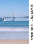 Scenic View of Gwangandaegyo Bridge and Calm Sea from Gwangalli Beach, Busan