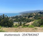 Scenic view of the hills and ocean in the Pacific Palisades, California