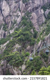 A scenic view of Huangshan mountain covered with trees in Anhui, China