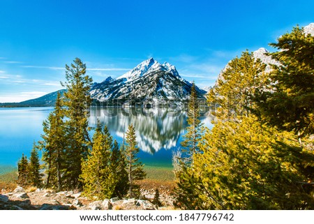 Scenic view of Jenny Lake and the Teton mountains in Grand Teton National Park,Wyoming, USA.