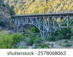 Scenic view of Johnsondale Bridge truss over Kern River in Camp Nelson, California