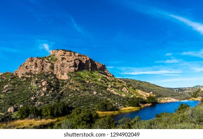 A Scenic View In Lake Eleanor Near Lake Sherwood In The Santa Monica Mountains, In Ventura County, California Near Lake Sherwood Reservoir. It Is South Of The Conejo Valley And City Of Thousand Oaks