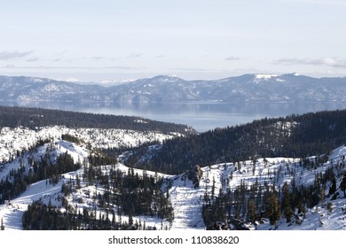 Scenic View Of Lake Tahoe From Squaw Valley In California