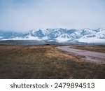 A scenic view of the landscapes around Casper, Wyoming on a cloudy day