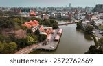 Scenic view of Liuhe Night Market and lotus pond area in Kaohsiung Taiwan during early evening