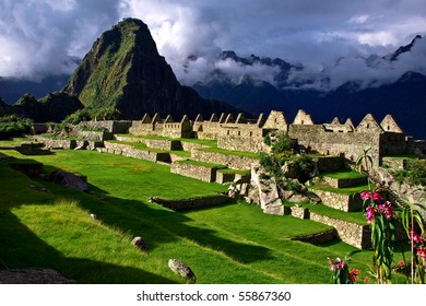 A Scenic View In Lost City Of Macchu Picchu, Peru